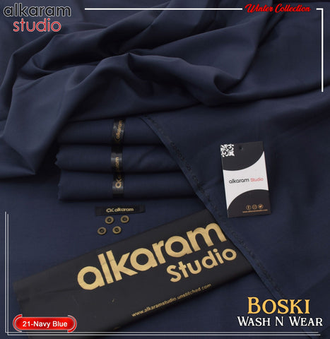 Unstitched Wash & Wear Suit [Navy Blue]